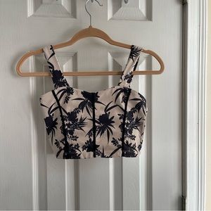 mono b neutral tropical print longline sports bra